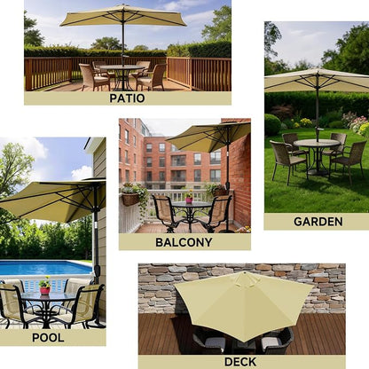 9FT 5Ribs Patio Half Umbrella Replacement Canopy Cover, Half Outdoor Umbrella Replacement Cloth, Market Yard Umbrellas Top Cover, Waterproof & UV-Protective (Only Canopy, Frame Not Included)
