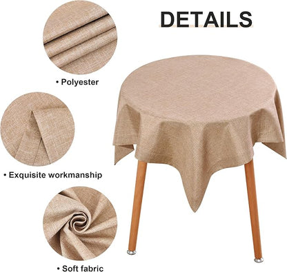 Wolkemer Faux Linen Small Square Tablecloth Heavy Duty Wrinkle Resistant Fabric Table Cloths 36 x 36 Inch Flaxen Coffee Table Cover for Kitchen Dining Indoor Outdoor Tabletop Decoration