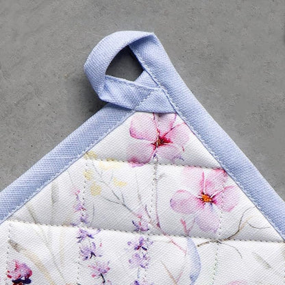 Maison d' Hermine Pot Holders 100% Cotton Heat Resistant Potholders 8" x 8" Hot Pads with Loop BBQ Cooking Baking Hotel Farmhouse Kitchen Handling Hot Pans Spring Summer (Pack of 1, Summer Floral)