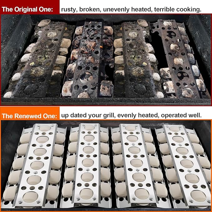 GasSaf 16" Briquettes Tray for Summerset Sizzler 26" 32" 40" Grill, Parts for RCS Premier RJC009P RJC32A RJC26A RJC40A RJC32AL RJC40AL Grill Briquettes Heat Plates, 4 Packs 16 x 6.5 Sizzler Plates