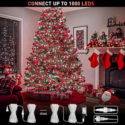 JMEXSUSS 200 LED Red and White String Lights Indoor Outdoor | 66ft Christmas Lights Indoor Clear Wire Plug in for Bedroom Tree Christmas Graduation Party Decorations