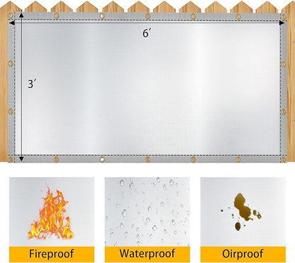 Heat Shield Behind Grill Silver Fireproof Cover and Screen Protect Deck Railing from Grill Heat Shield for Wood Stove, 3’x6’ Wall Protector for Fridge Waterproof BBQ Mat UV Resistant Privacy Screen