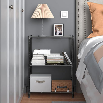 M MZG 450 lbs Steel Storage Shelving 3-Tier Utility Shelving Unit Steel Organizer Wire Rack for Home,Kitchen,Office (11.8" D x 17.7" W x 26.3" H) (Pack of 2)