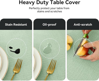Romanstile 100% Waterproof PVC Tablecloth Rectangle, Oil Spill Proof Stain Resistant Vinyl Table Cloth, Wipe Clean Plastic Table Covers for Kitchen/Dining/Parties - 54 x 120 Inch, Sage