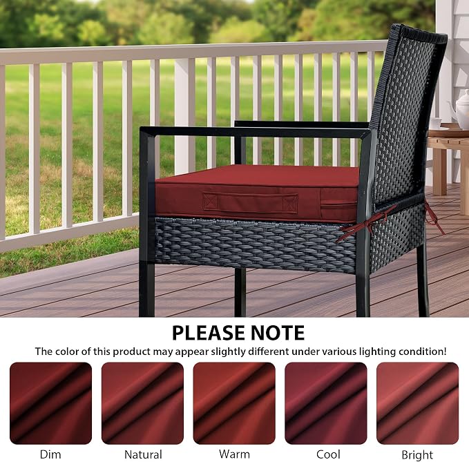 IPYNBAP Outdoor Chair Cushions Set of 4 -Waterproof Outdoor Seat Cushions for Patio Furniture, Patio Chair Cushion with Handle and Ties, Out Door Chair Pads,19x19x3-Square, Burgundy
