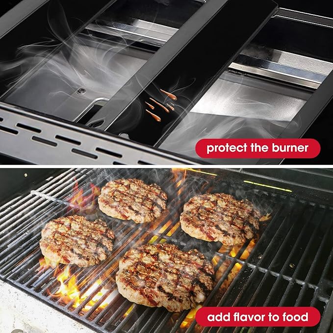Unicook Grill Burner Covers 15”L x 3.8”W, Compatible with Dyna-Glo DGF510SSP, DGF493BNP, Heavy Duty Grill Heat Plates, Porcelain Heat Shields, BBQ Replacement Parts,5 Pack