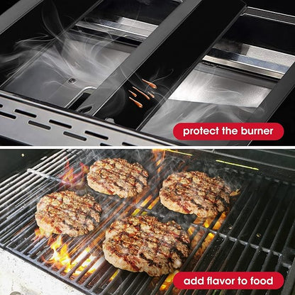 Unicook Grill Burner Covers 15”L x 3.8”W, Compatible with Dyna-Glo DGF510SSP, DGF493BNP, Heavy Duty Grill Heat Plates, Porcelain Heat Shields, BBQ Replacement Parts,5 Pack
