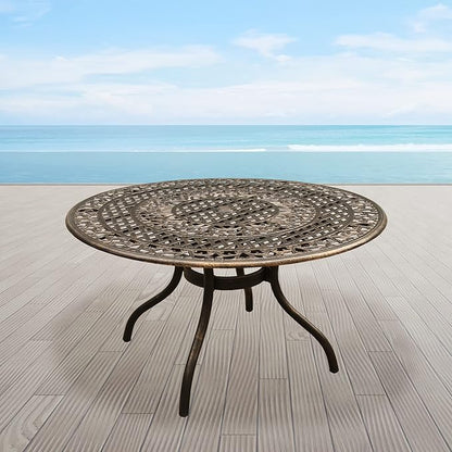 Oakland Living Ornate Outdoor Mesh Aluminum 48-in Black Round Patio Dining Table