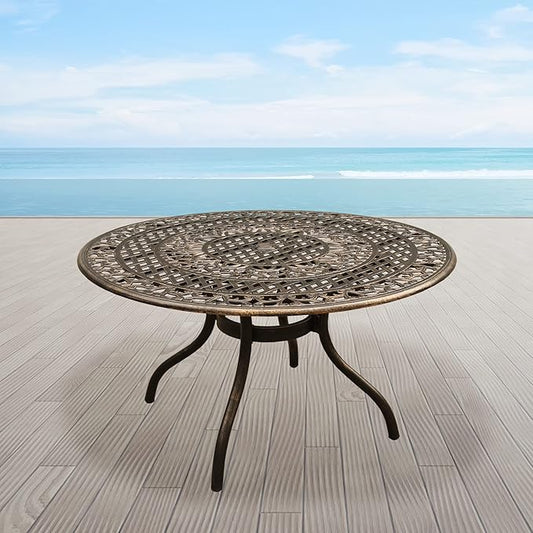 Oakland Living Ornate Outdoor Mesh Aluminum 48-in Black Round Patio Dining Table
