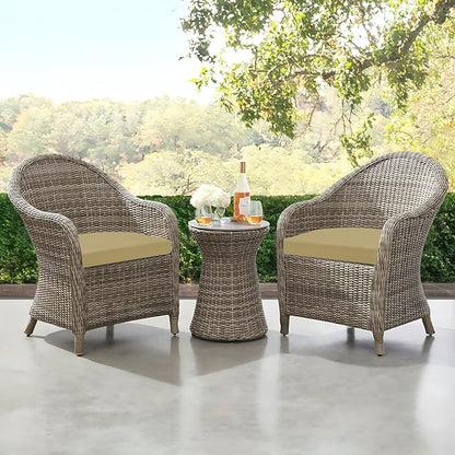 downluxe Outdoor Chair Cushions Set of 6 for Patio Furniture, Water-Resistant Patio Chair Cushions with Ties, High Density Foam Outdoor Seat Cushion, 17" X 16" X 2", Khaki