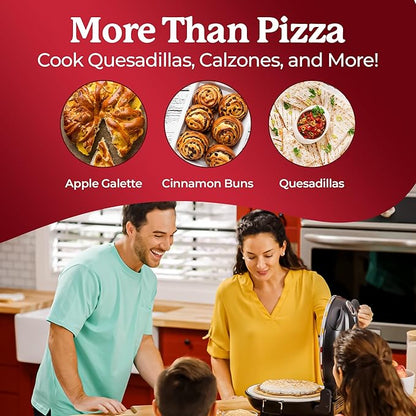 PIEZANO 12 Inch Electric Indoor Pizza Oven Heats up to 800˚F - Pizza Maker with Ceramic Stone for Crispy Crust Pizza, Cooks in Under 6 Minutes, Countertop, Dual Heat Control, Peels & Scraper Included