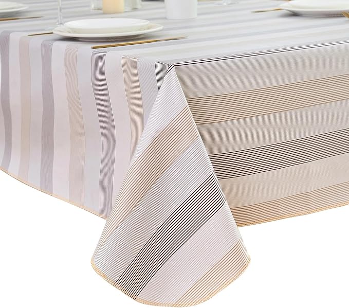 LIBERECOO Heavy Duty Vinyl Tablecloth with Flannel Backing Waterproof Oil-Proof Plastic Table Cloth Stain-Resistant Wipeable Rectangle or Square Table Cover for Indoor and Outdoor 60 x 102 Inch