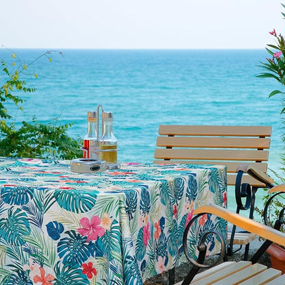 Outdoor Tablecloth with Umbrella Hole Umbrella Tablecloth Patio Tablecloths with Zipper for Courtyards, Terraces, and Beaches 60 x 120 in