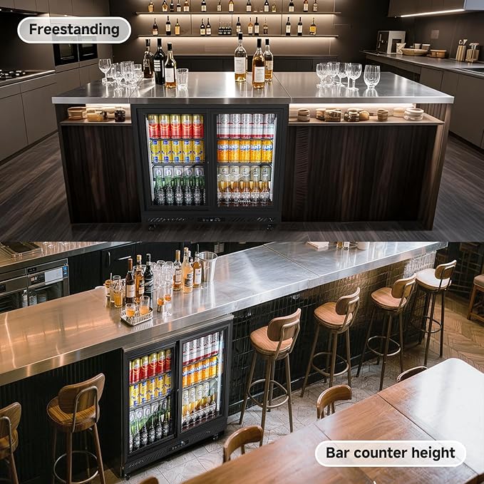 BODEGA BODEGACOOLER Back Bar Cooler,7.7 Cu.ft Commercial Beverage Refrigerator with 2 Sliding Glass Doors, Stainless Steel Top,Beverage Fridge Perfect for Beer,Wine,Soda,DOE Approved