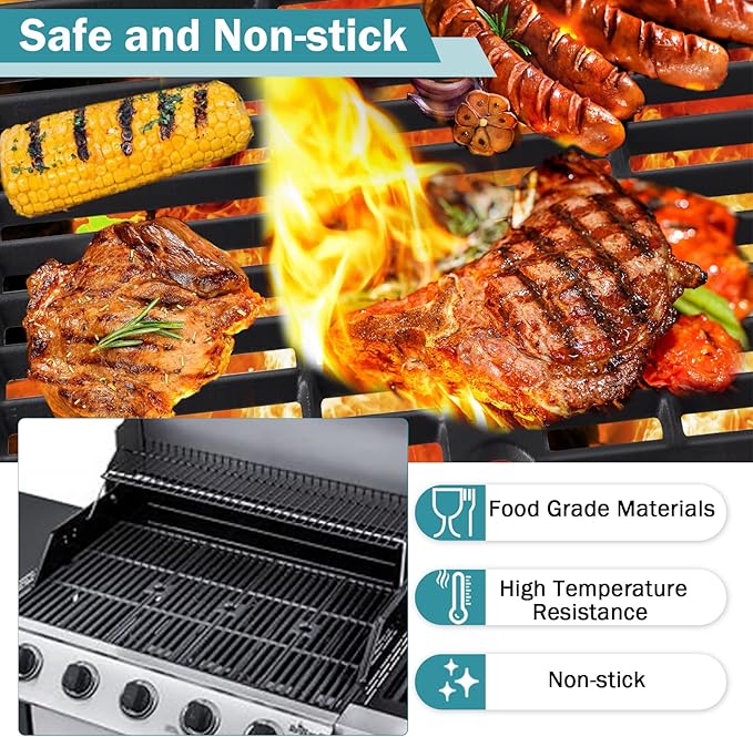 Criditpid Grill Grates for Charbroil Performance 5 Burner 463275517, 463274619 Replacement Parts, 18 Inch Cast Iron Cooking Grates for Char-Broil 463243518 463243519, 463275717, 463274419, 463274819
