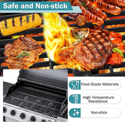 Criditpid Grill Grates for Charbroil Performance 5 Burner 463275517, 463274619 Replacement Parts, 18 Inch Cast Iron Cooking Grates for Char-Broil 463243518 463243519, 463275717, 463274419, 463274819