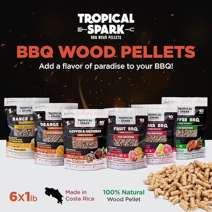 Wood Pellets | Perfect for BBQ, Smoking, Grilling, Bake, Roast, Braise | Premium 100% All-Natural | Pack of 6 | 1 lb. Bag