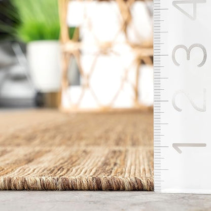 nuLOOM Asha Light Brown Bordered Indoor/Outdoor Area Rug, 4' Square