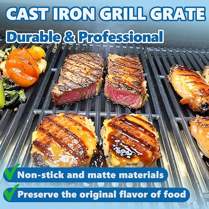 SafBbcue 17 in Cooking Grates Replacement Parts for Charbroil Tru Infrared Grill 463242715, 463242716, 463276016, 466242715, 466242815, Lowes 606682, 639322 Gas Grill, Cast Iron Cooking Grids, 3 Pack