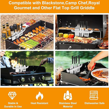 10 Inch Griddle Spatula Holder Magnetic Design, Stainless Steel Grill Barbecue Tool Rack, Griddle Accessories for Blackstone Flat Top Griddle and Other Grill Griddles (1 Pcs)
