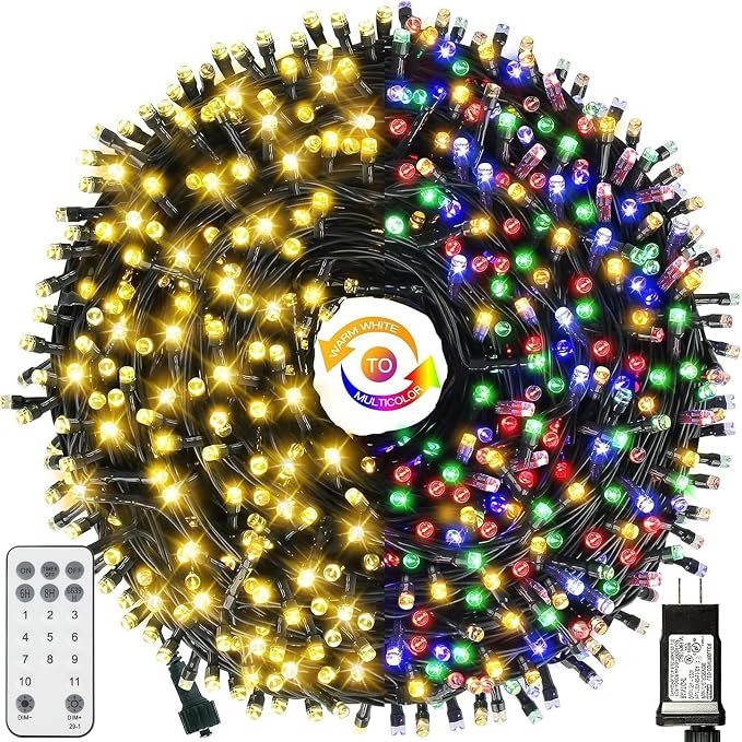 MZD8391 105FT 300LED Color Changing Christmas Light, Christmas Tree Lights | Warm White & Multicolor, Waterproof, UL listed, 11 Light Mode, Remote & Timer, Memory, End To End Connect