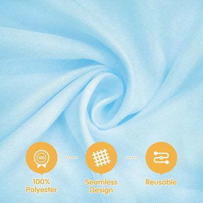 BRILLMAX 8 Pack Light Blue Tablecloths 60x126 Inch for 8ft Rectangle Tables | 150 GSM Polyester Fabric, 15" Standard Drop, Water, Stain & Wrinkle Resistant Cloth Cover for Wedding Reception Banquet Party