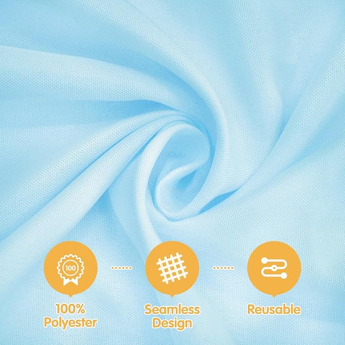 BRILLMAX 6 Pack Light Blue Tablecloths 60x102 Inch for 6ft Rectangle Tables | 150 GSM Polyester Fabric, 15" Standard Drop, Water, Stain & Wrinkle Resistant Cloth Cover for Wedding Reception Banquet Party
