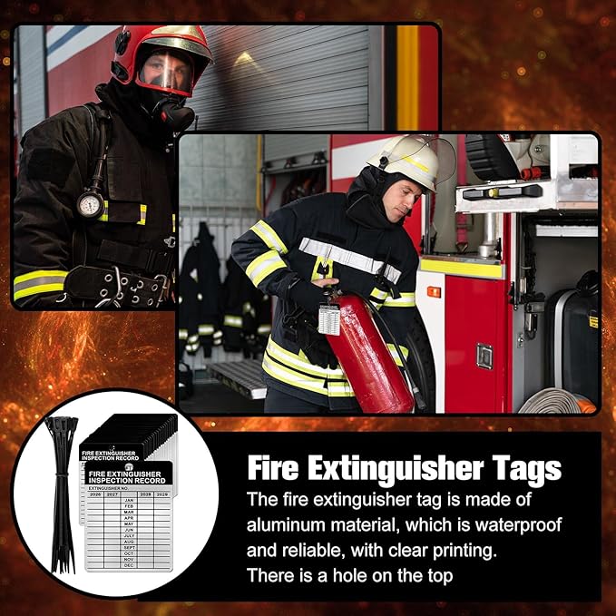 25 Sets Metal Inspection Tags - 2026-2029 Aluminum Fire Extinguisher Tags, 2.3 X 3 Inch, Weatherproof for Indoor/Outdoor Use