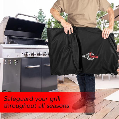 GrillTough Heavy Duty BBQ Grill Cover for Outdoor Grill, 72 Inch – Waterproof, Weather Resistant, UV & Fade Resistant with Adjustable Straps – Gas Grill Cover for Weber, Genesis, Charbroil, etc. Black