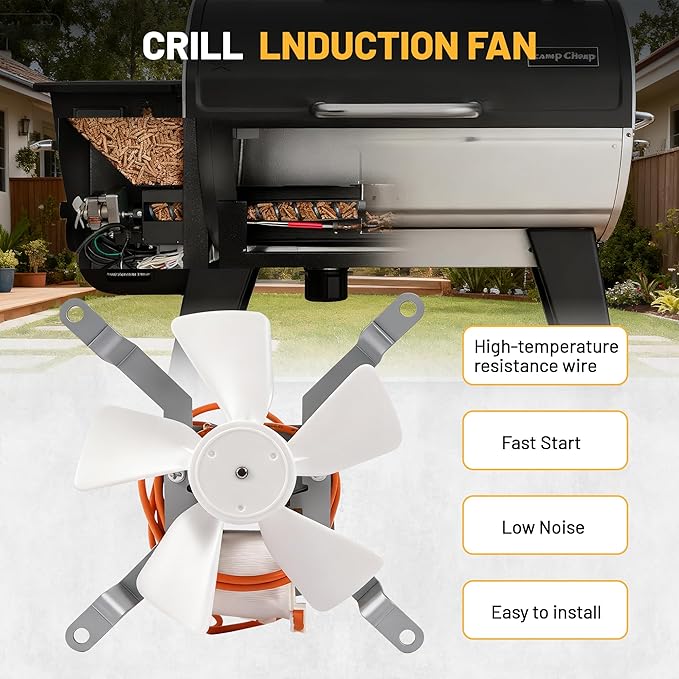 Replacement Induction Fan Kit High Temperature Resistant BBQ Blower, Compatible with Traeger, Pit Boss & Camp Chef Wood Pellet Grill Smokers