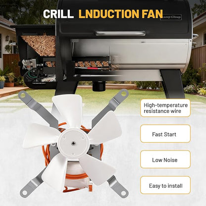 Replacement Induction Fan Kit High Temperature Resistant BBQ Blower, Compatible with Traeger, Pit Boss & Camp Chef Wood Pellet Grill Smokers