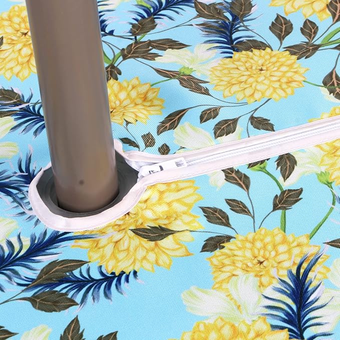 EHouseHome Outdoor Indoor 60inch Round Tablecloth with Umbrella Hole and Zipper, Waterproof Zippered Patio Cloths, Spring/Summer Table Covers for Backyard Circular Table/BBQs/Picnic