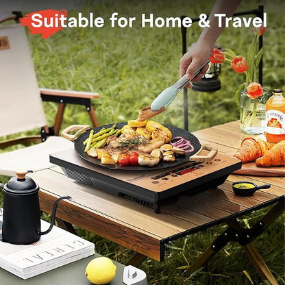 Single Burner Electric Cooktop, One Burner Ceramic Stove 1800W, Portable Electric Cooktop with Touch Control, Child Safety Lock, 4 Hour Timer, Overheat Protection, 110V-120V Plug in, Orange