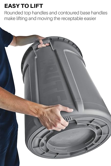 Rubbermaid Commercial Products BRUTE Heavy-Duty Round Trash Can with Venting Channels, 10-Gallon, Blue, Waste Container for Landscapers/Construction Sites/Restaurants/Offices/Warehouses/Home, Pack of 6