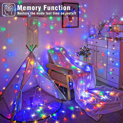 66FT 200 LED Outdoor String Lights, Connectable Christmas Lights Indoor Waterproof with 8 Modes, Plug in Twinkle Fairy Lights Clear Wire for Outside Home Garden Wedding Patio Decorations, Multicolor