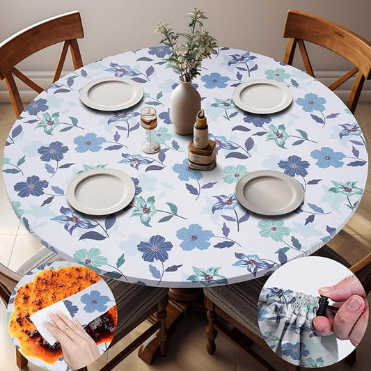opstellen Round Tablecloth Waterproof Fitted Cute Table Cloth Summer Fall Outdoor Circle Cover for 45-54" Tables Dining Kitchen Apartment Set Long Trips Car Travel Essentials Kids Party Decor Gifts