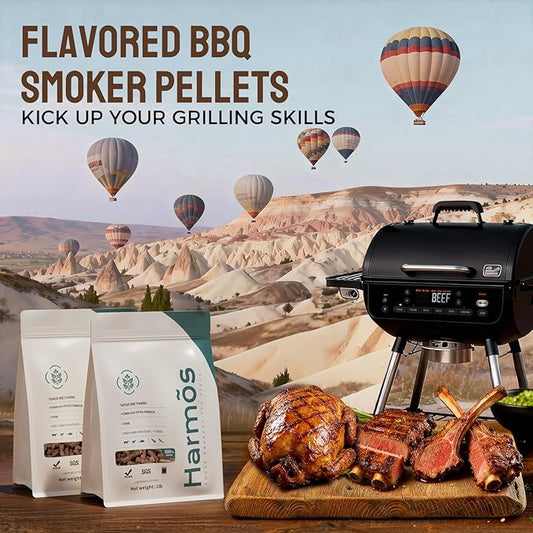 Harmos 4-Wood Pellets: Turkish BBQ, Premium Hardwood Pellets for Smokers, 2 Sealed Packs