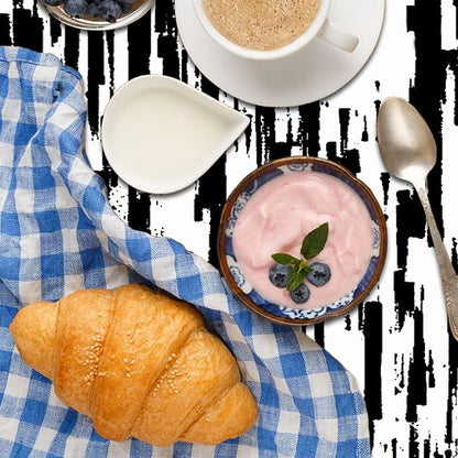 Black and White Striped Fabric Waterproof Square Tablecloth Vintage Texture Grain Square Table Cloth Dust-Proof Square Table Cover Protector for Restaurant Picnic Camping BBQ 60x60 Inch