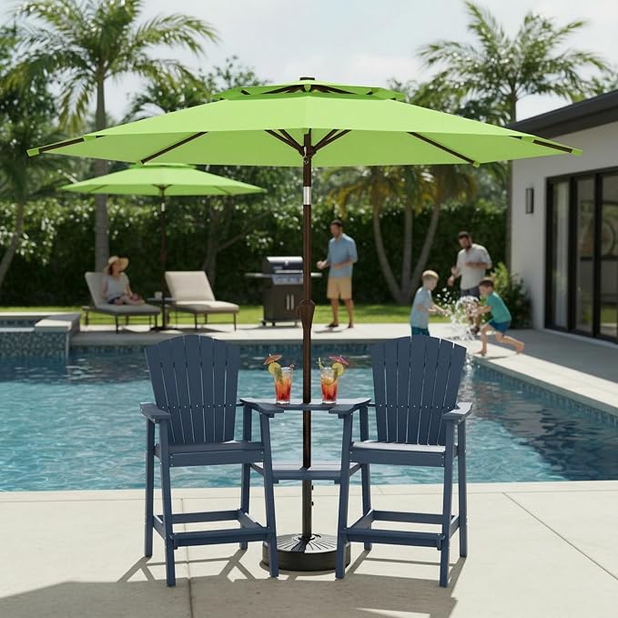 10FT Outdoor Patio Umbrella, 2 Tiers Market Table Umbrella with 8 Sturdy Ribs, Push Button Tilt and Crank, UPF50+ UV Protection for Deck, Pool, Garden and Backyard