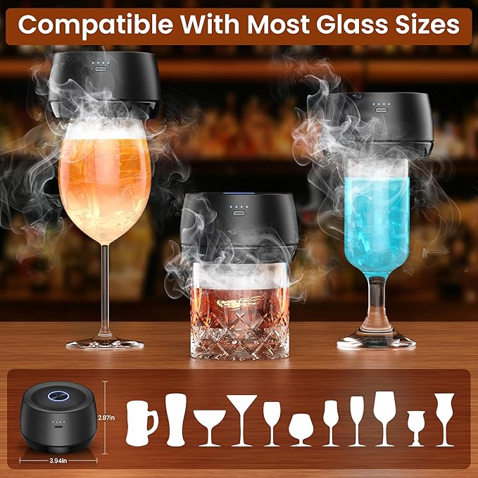 Electric Whiskey Smoker Kit for Old Fashioned & Bourbon: Fathers Day Gift for Men, Dad & Husband | Rechargeable Cocktail Smoker with Built-in Lighter (Butane-Free)| Birthday Gift Includes 6 Wood Chips