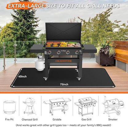 75x40 inches Large Under Grill Mats for Blackstone, Double-Sided Fireproof Outdoor Grill Protective Mat, Oilproof Waterproof BBQ Fire Pit Fireplace Mat