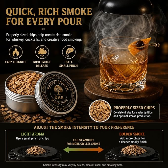 Cocktail & Whiskey Smoker Wood Chips, 8 Flavor Wood Chips Refill Set in Aluminum Tins for Cocktail Smoker Kit, Smoking Gun, Old Fashioned, Bourbon, Drinks, Cheese, Meat & Home Bar, Gift for Men