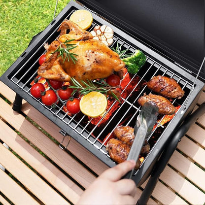 Small Folding Charcoal Grill, Portable Grill 38 * 38 * 25 cm, Table Grill Camping Grill, Suitable for Outdoor Cooking, Camping and Picnic Garden Trips for 2-4 People