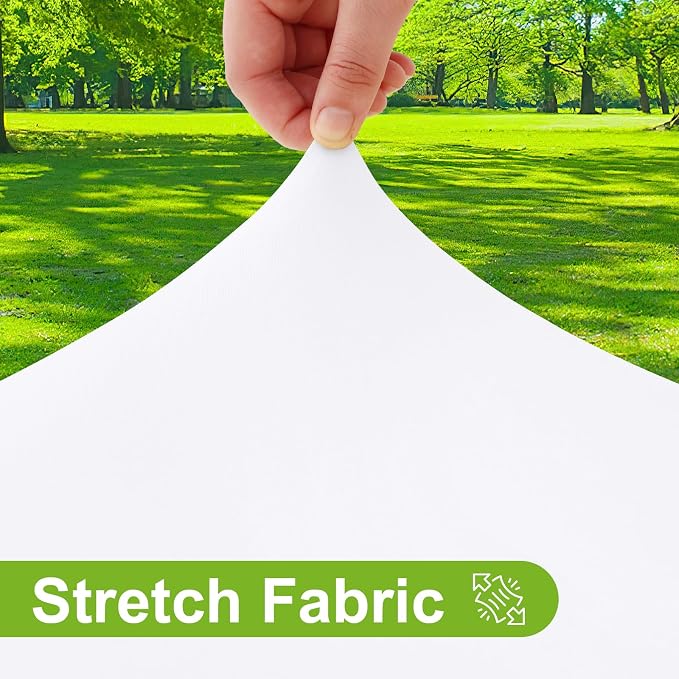 Smiry Round Spandex Tablecloth, Elastic Fitted Washable Tablecloths for 45"-56" Tables, Waterpoof Stretch Picnic Table Cover for Dining, Indoor and Outdoor, White