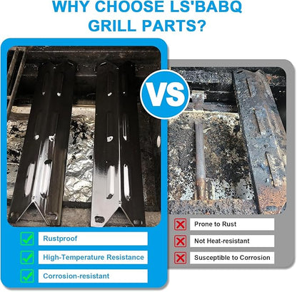 LS'BABQ Grill Replacement Parts for Kenmore 6 Burner 146.23681310 146.47223610 146.23766310, Porcelain Steel Heat Plate Shield, Burner Tube Repair Kit for Kenmore