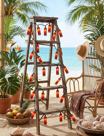 8.5Ft Shotgun Shell String Light Outdoor, 10 LED Red Bullet Decor Lights | Shatterproof & Waterproof, End-to-end Connectable, Hanging Christmas Decor UL listed for Home Wedding Party, 2700K Warm White