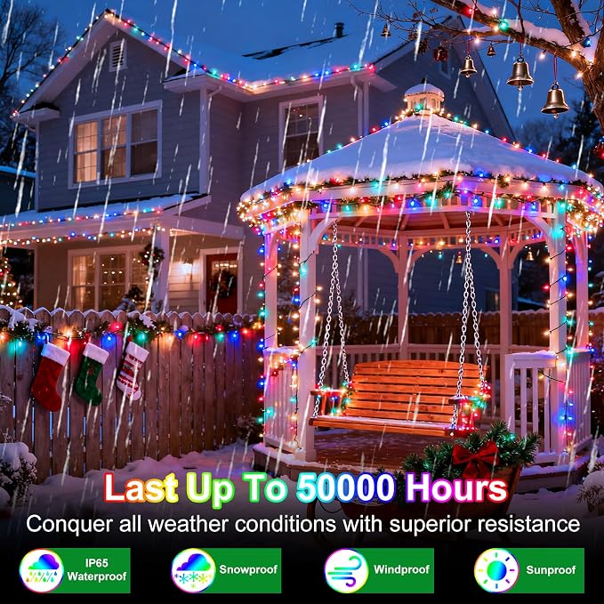 750 LED 240FT Christmas String Lights Outdoor, 12 Pro Modes and Timer Memory & Brightness, Plug in Outdoor Waterproof Clear Wire Twinkle Light for for Xmas Yard Tree Wedding Party Decor (Multicolor)