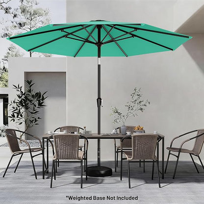 AreShark 9 FT Patio Umbrella for Outdoor, Outdoor Table Umbrella with Push Button Tilt and Crank, Outdoor Patio Umbrellas with 8 Sturdy Ribs for Market, Garden, Pool (Peacock Blue)