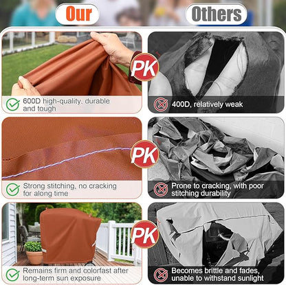 QuliMetal Grill Cover for Rectec RT-B380 & RT-B380X, Rec tec 380 380X Bullseye Deluxe Wood Pellet Grills - Heavy Duty Waterproof Fade Resistant Outdoor BBQ Grill Cover with Elastic Drawstring,Brown