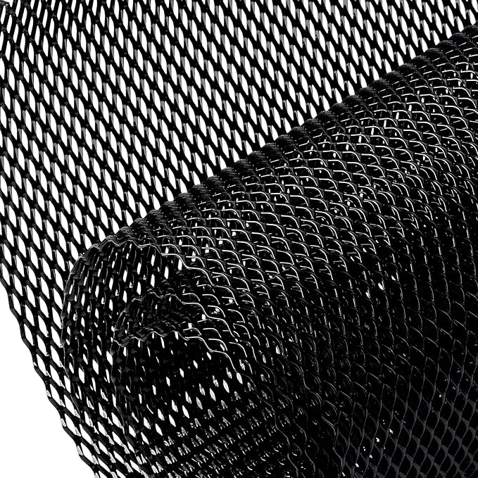 AggAuto Universal 40"x13" Car Grill Mesh 5x10mm Rhombic Hole Black | Aluminum Alloy Automotive Grille Insert Bumper, One of the Most Multifunctional Shape Grids 100x33cm